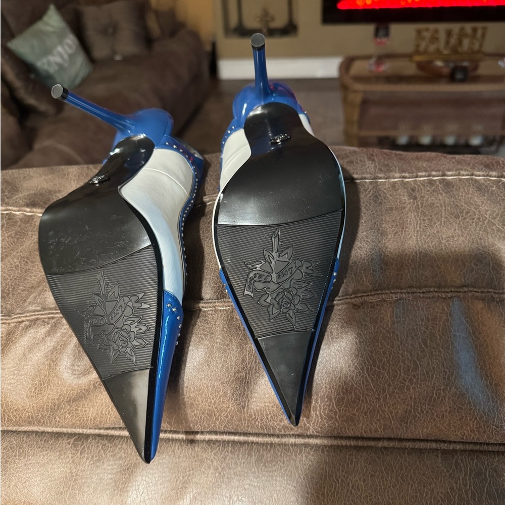 J.Renee White and Blue Nappa Heels - Picture 5 of 5
